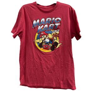 Super Mario Men's Mario Kart '92 retro video game tee in heather red NWOT Sz L